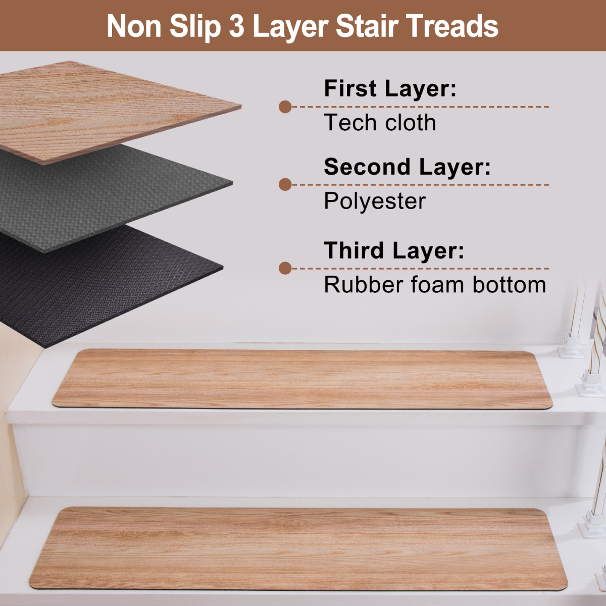 Spurtar Tech-cloth covered rubber non-slip stair treads